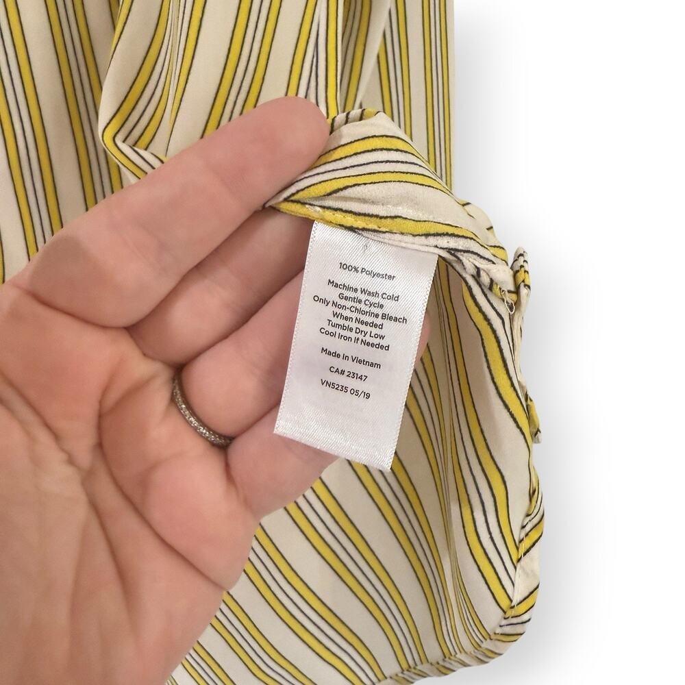 Talbots Yellow White Striped Popover Blouse S Lightweight Long Sleeve Tunic - Picture 5 of 8
